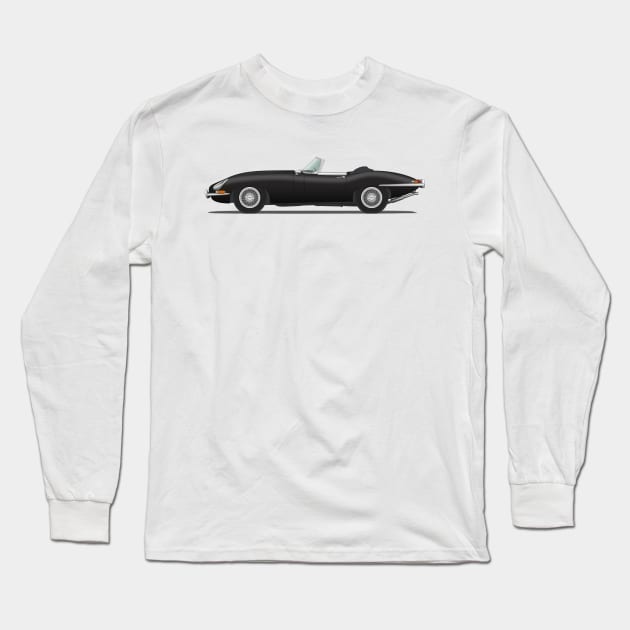 Jaguar E Type Roadster Black Long Sleeve T-Shirt by SteveHClark